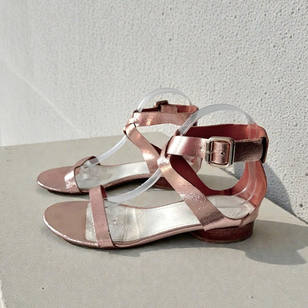 Maison Martin Margiela Rose Gold Cracked Metallic Leather Sandals EU 39.5 - Picture 3 of 13